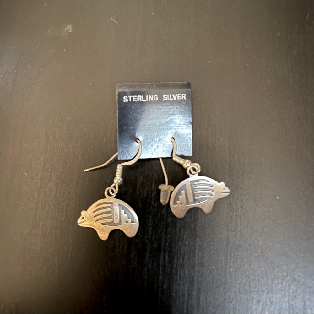 NWT Navajo Sterling Silver Southwest Bear Earrings